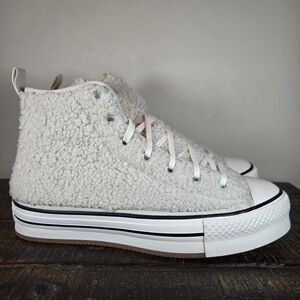 Converse CTAS Mens Size 6 Youth 6 Platform Hi Top Shoes White Sherpa